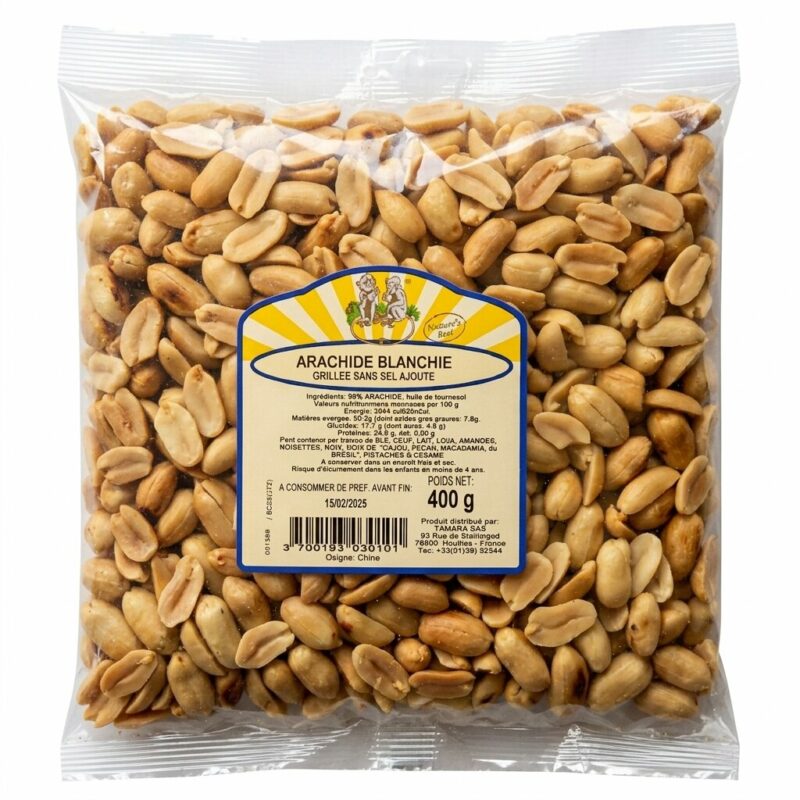 Arachides blanchies grillées sans sel